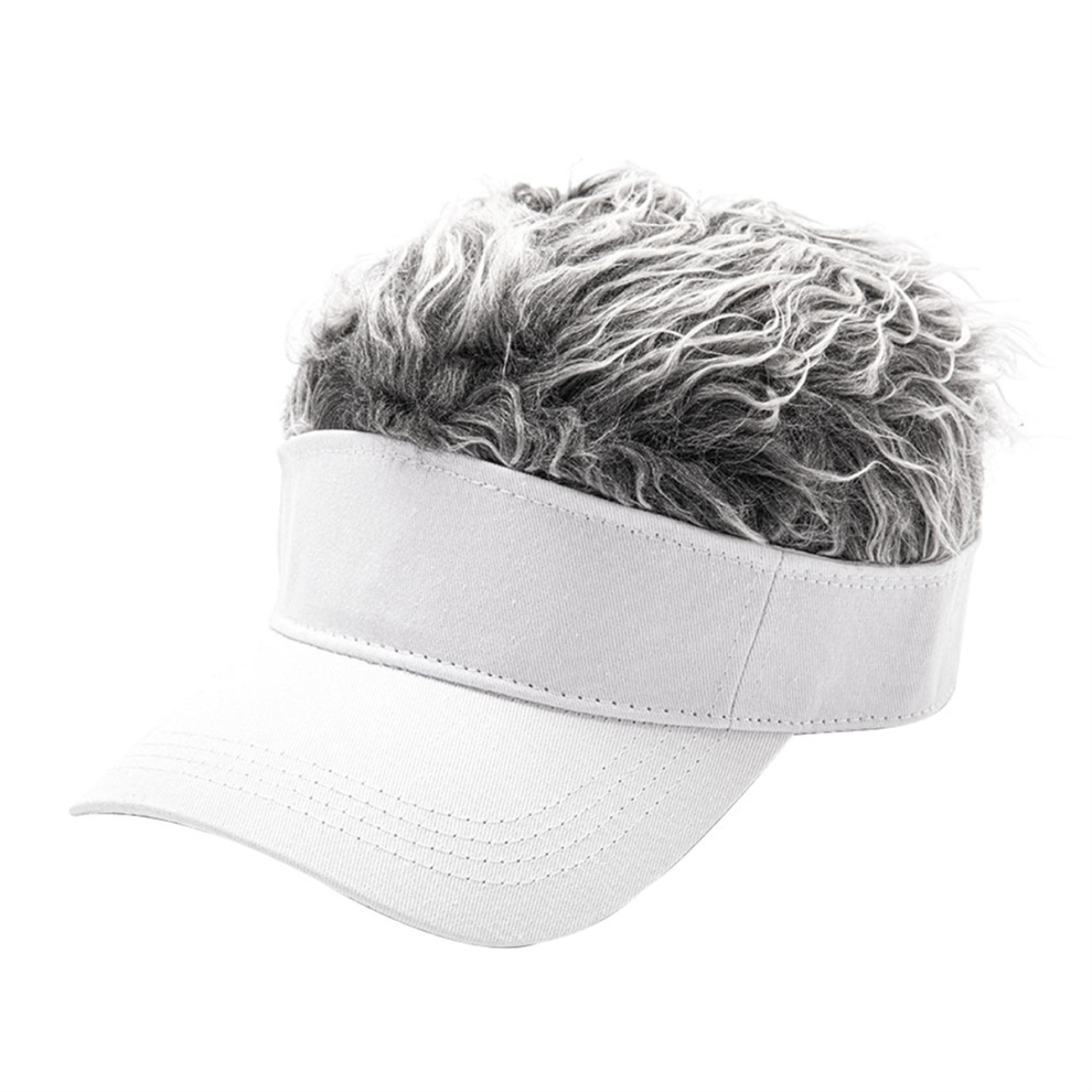 Tlily Hip Hop Baseball Cap Sun Snapback Hats Fake Hair Casquette White+Gray