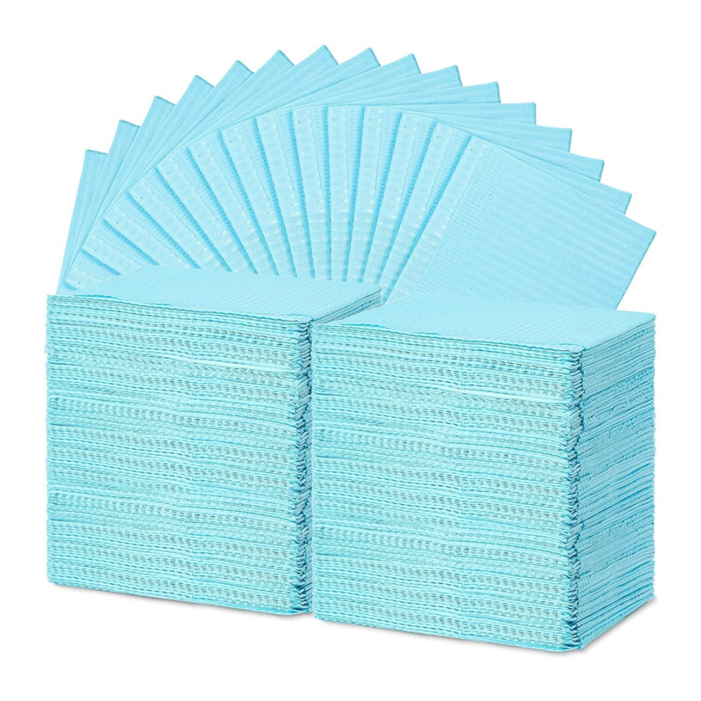 Lot de 125 serviettes de table jetables pour nail art, 33 x 43 cm, bleu