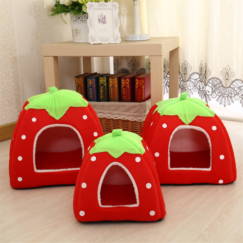 Niche pour chien et chat en forme de fraise 2