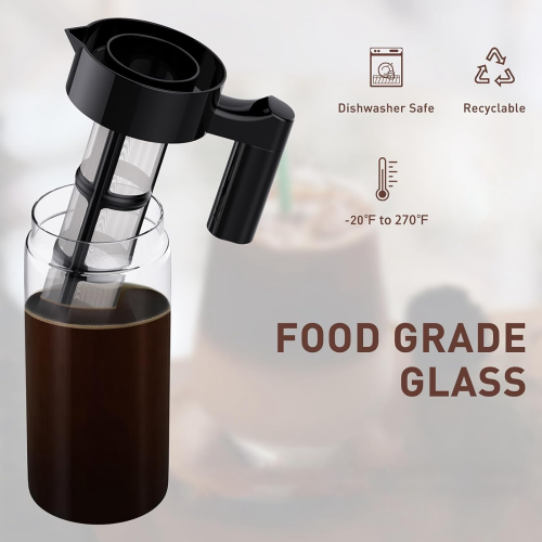 Cold Brew Coffee Maker, 40 Oz Iced Pitcher Black 2
