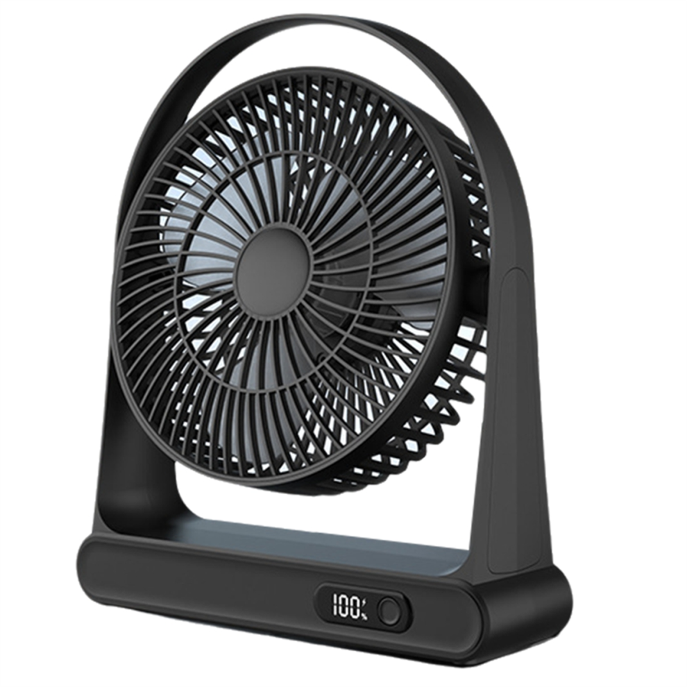 Desktop USB Small Fan, Mini Rechargeable Digital Display Fan,Black-image-OPC-PJ5J98B-NEW