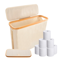 Foldable Toilet Paper Storage Basket with Lid, Creamy white