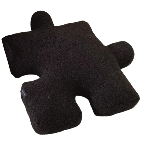 Plush Puzzle Pillow Irregular Shape Fun Black