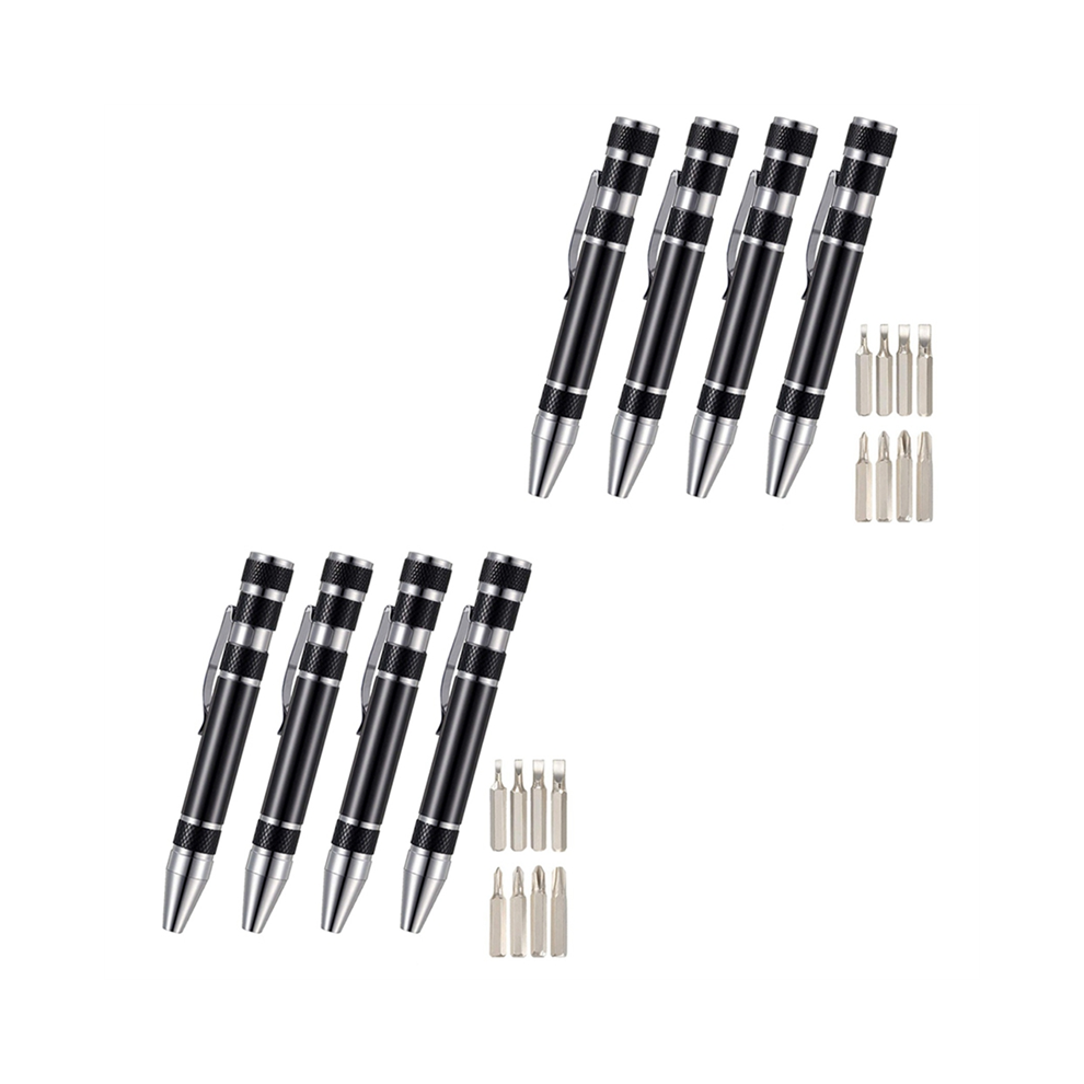 8 Pcs Pen Screwdriver Handy Tool Magnetic Pocket Screwdriver Multi-Function Mini Gadgets Repair Tools (Black)-image-OPC-PJ5JFJW-NEW