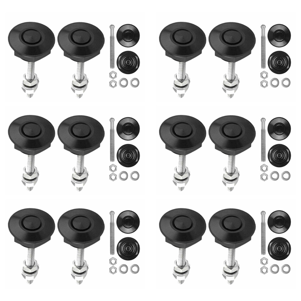 Tlily 12 Pcs Push Button Quick Release Hood Bonnet Pins Lock Clip Car Bumper Latch Kit