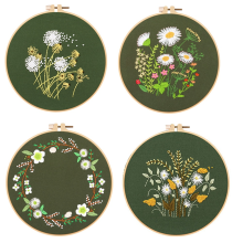 4-delige handborduurset voor beginners, inclusief bloem, ring en gereedschap