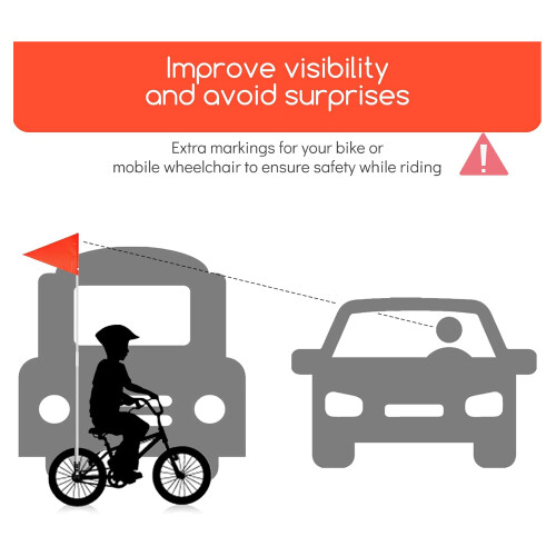 1 σετ σημαία ασφαλείας ποδηλάτου 6 ποδιών με στύλο και βάση στήριξης 2