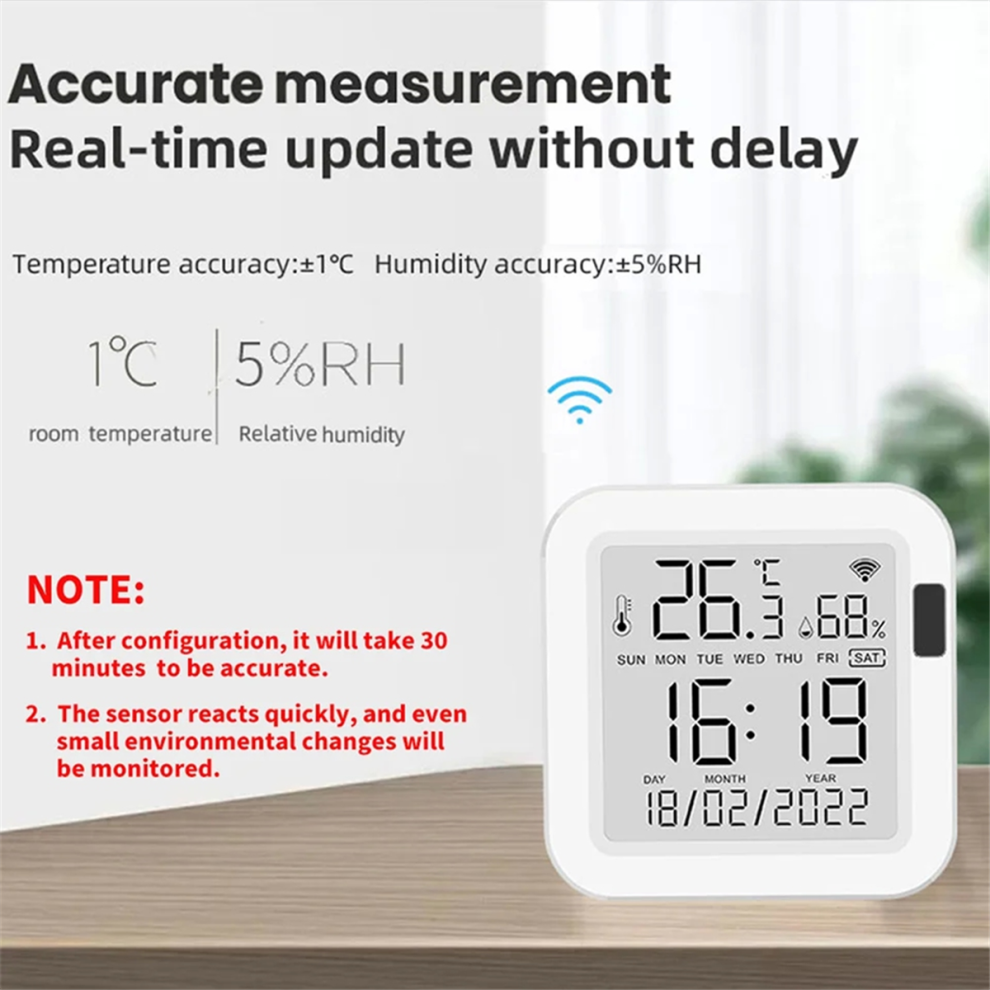 Tuya Temperature And Humidity Sensor With Backlight For Smart Home 4851714557337