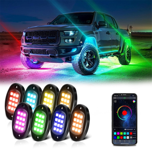RGB Rock Lights, Multicolor Underglow Lights Kit,8 Pods 2