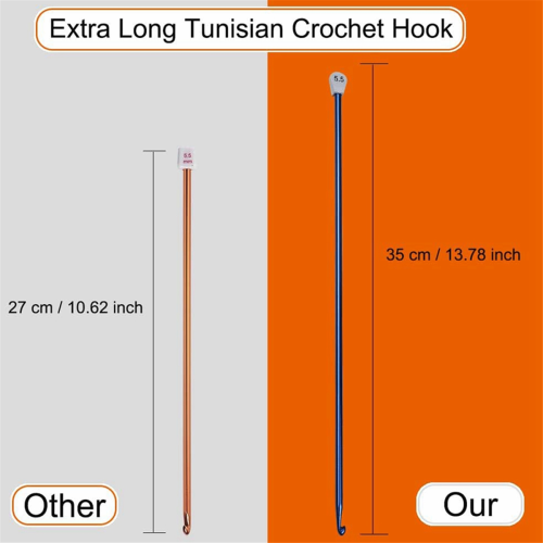 5 Size Extra Tunisian Long Crochet Hooks 6.5mm - 11.0 mm 1