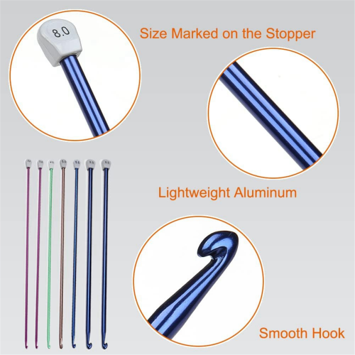 5 Size Extra Tunisian Long Crochet Hooks 6.5mm - 11.0 mm 2