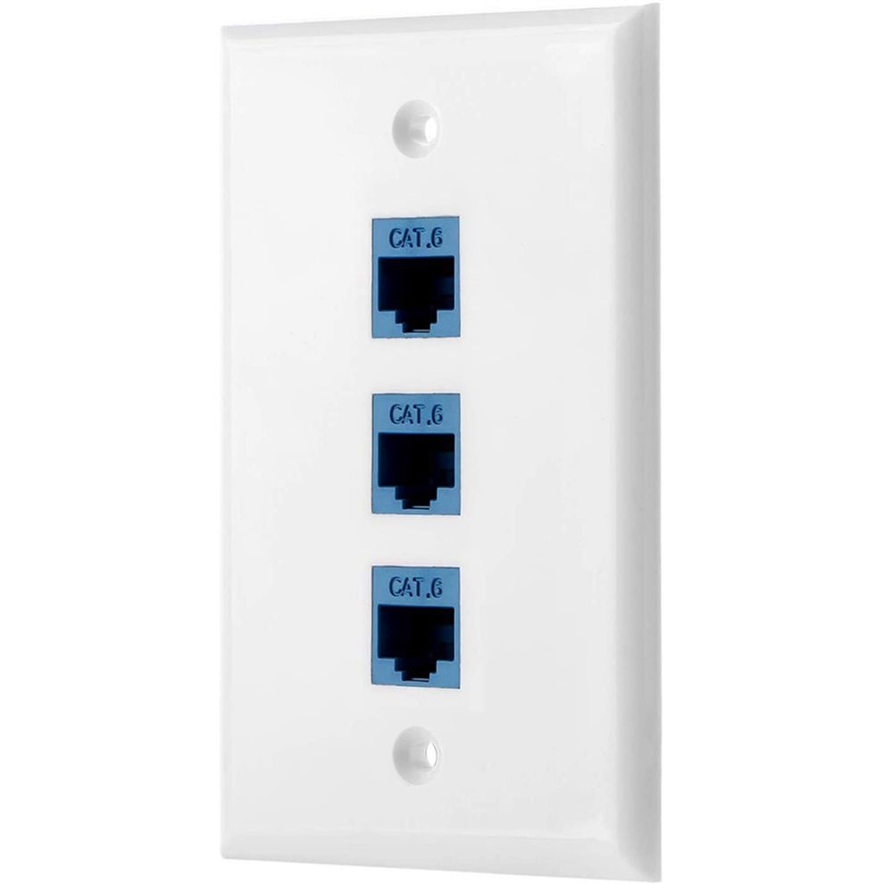 3Pack 3-Port Ethernet Wall Plate, Rj45 Plate With Inline Coupler Insert,Cat6 Jack 4851714561945