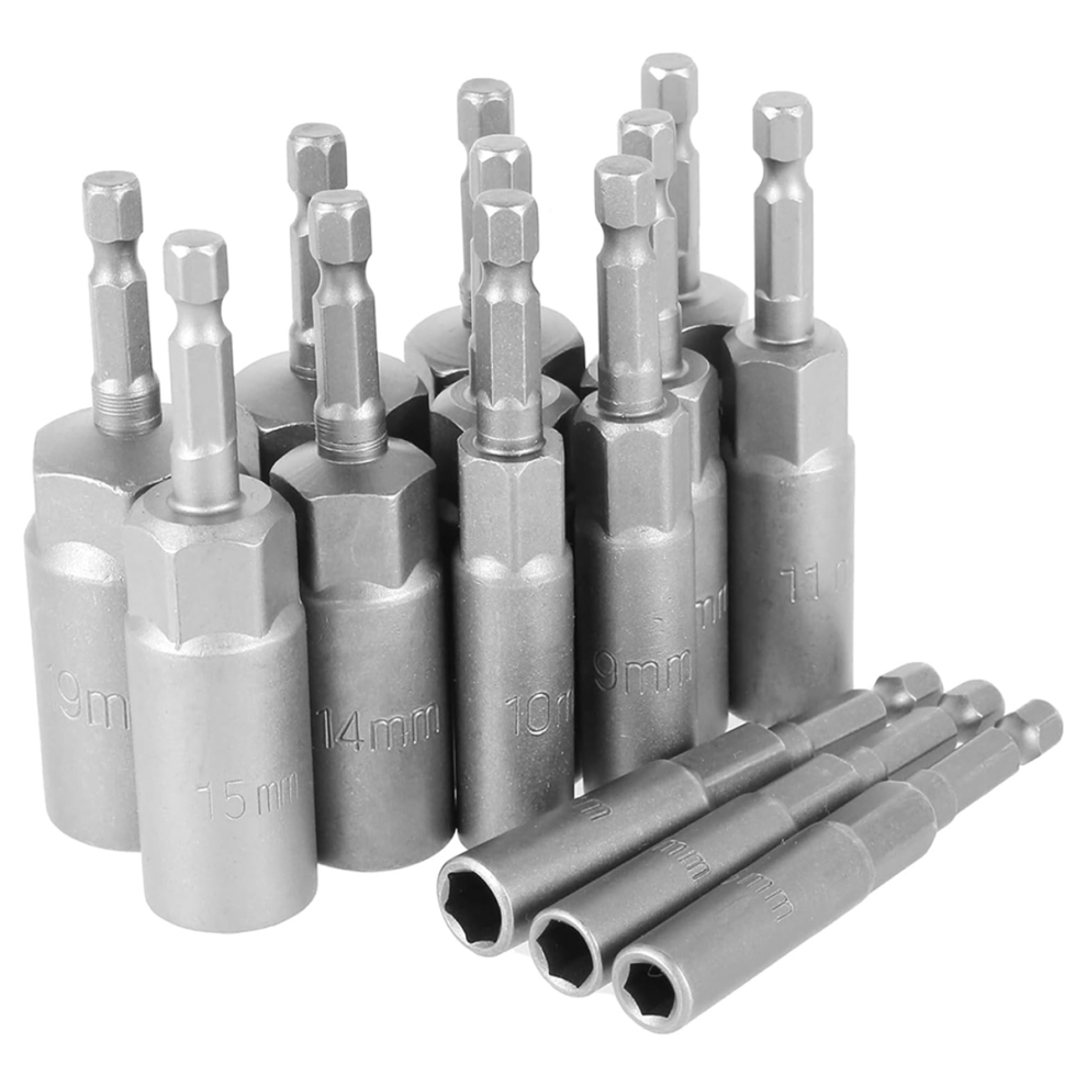 14Pcs Hexagonal Sockets Set, 6-19Mm Deep Socket Adapter Kit 4851714568555