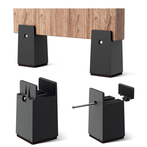 Bed Risers,4 Inch Adjustable Desk Riser Blocks with Screw Clamp 4 Pcs 2