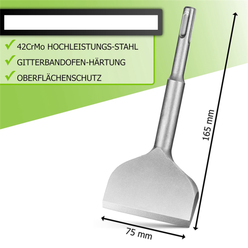Tile Chisel SDS Plus Chisel- 165X75mm Wide for Hammer, Flat 2