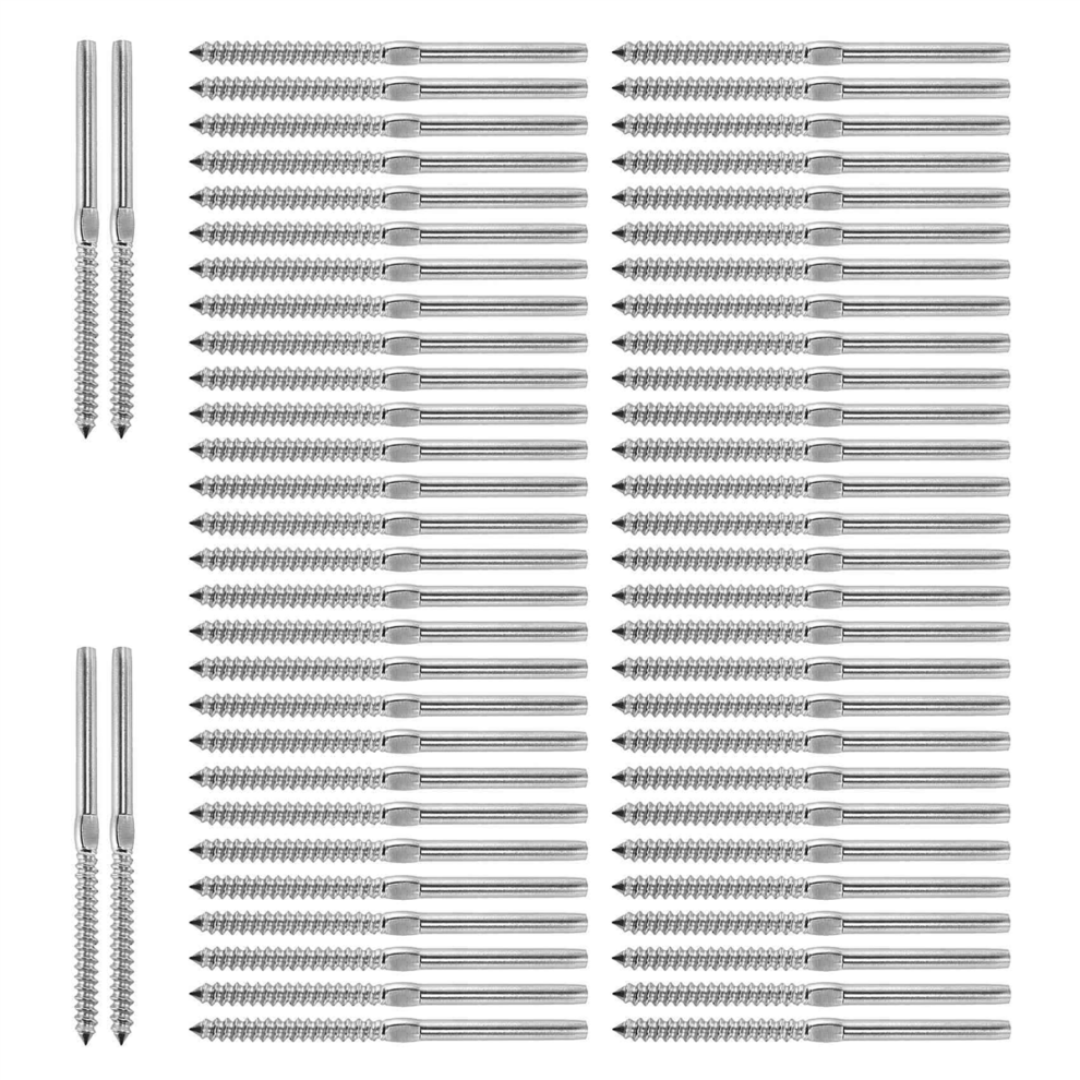 90 Pairs Hand Thread Lag Screws For 1/8 Inch Cable Railing Stair Deck Wood Post Screw 4854148767419