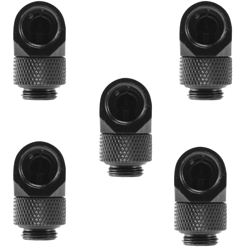 5Pcs 12.9Mm G1/4 Thread 90 Degree Rotary Tube Connector Fitting For Pc Water Cooling Black 4854148766597
