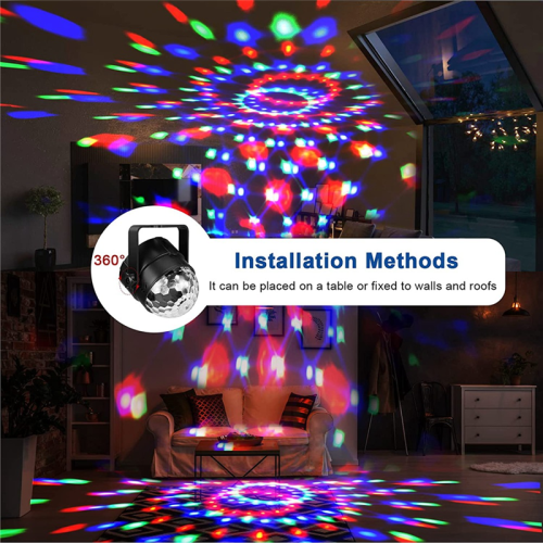 Boule disco RGB DJ avec activation sonore et télécommande, prise américaine 1