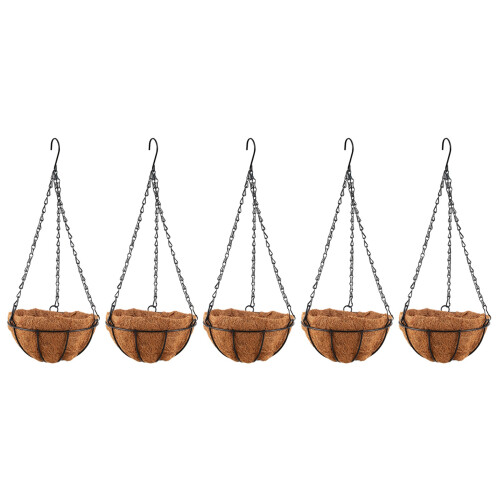 Relaxdays hangende plantenmand, set van 3, gevlochten rotan, met folie, plantenhanger Hx: 16 x 31 cm, groen-bruin