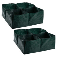 2X Erhöhtes Gartenpflanzer-Stoffbett, 4 unterteilte Gitter, quadratischer Pflanztopf für geeignete