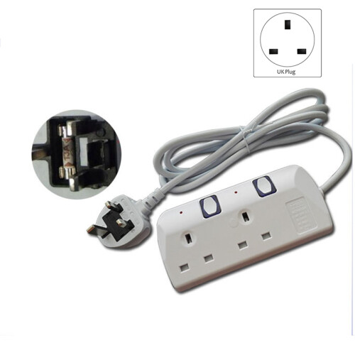 2 Way Extension Lead with Switches 6.6FT 13A Cable(UK Plug) 1