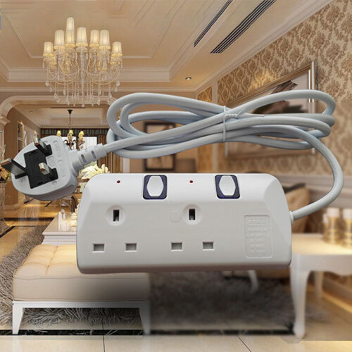 2 Way Extension Lead with Switches 6.6FT 13A Cable(UK Plug) 2