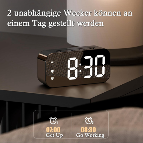 Wecker, digital dimmbar fürs Schlafzimmer, schwarz 2