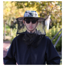 Gray camouflage Outdoor anti-mosquito fishing net hat