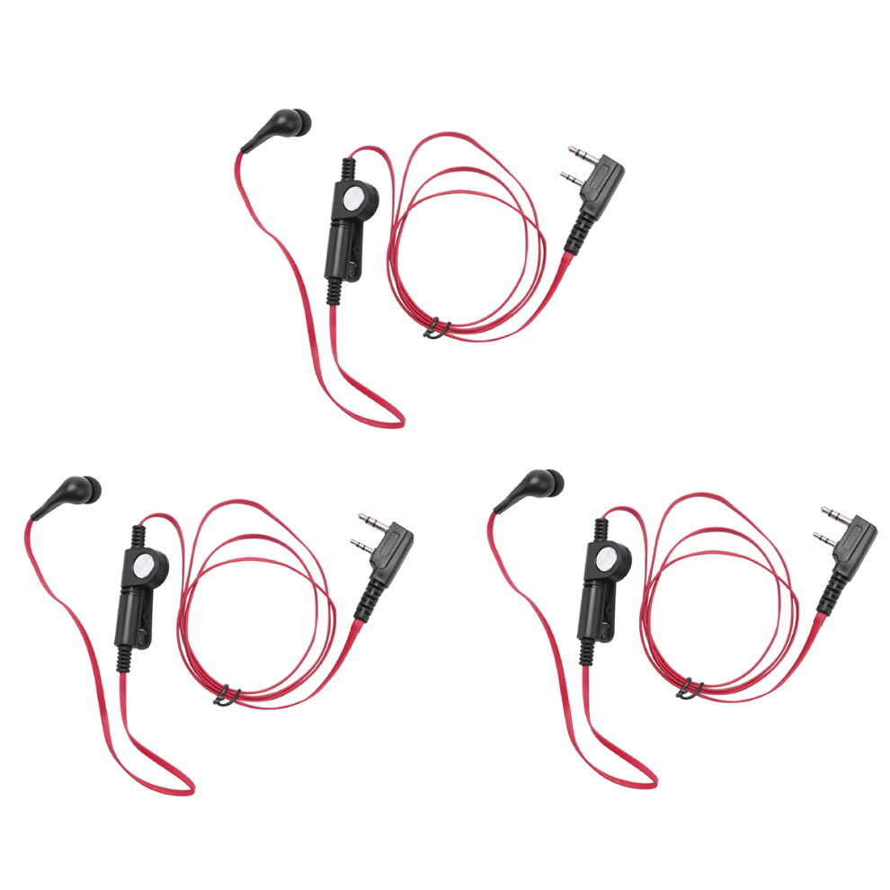 Écouteurs intra-auriculaires à 2 broches, type Noodle, prise K, pour radio UV5R-888S, fil rouge
