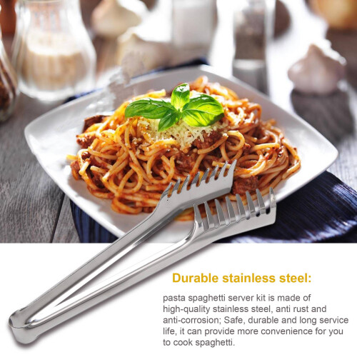 2 Pieces Stainless Steel Spaghetti Server Set,Pasta Spoon Fork 1