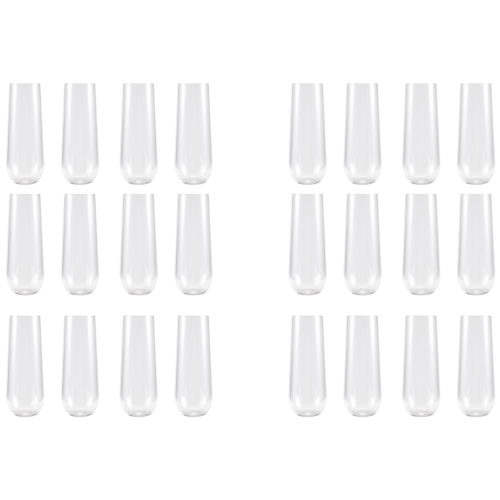 24 Stemless Plastic Champagne Flutes - 9 Oz Glasses Clear 2