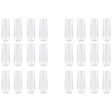 24 Champagnerflöten aus Kunststoff ohne Stiel – 9-oz-Gläser, transparent