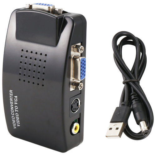 AV to VGA Adapter Converter PC Composite S-Video Input LCD Output Switch Box 2