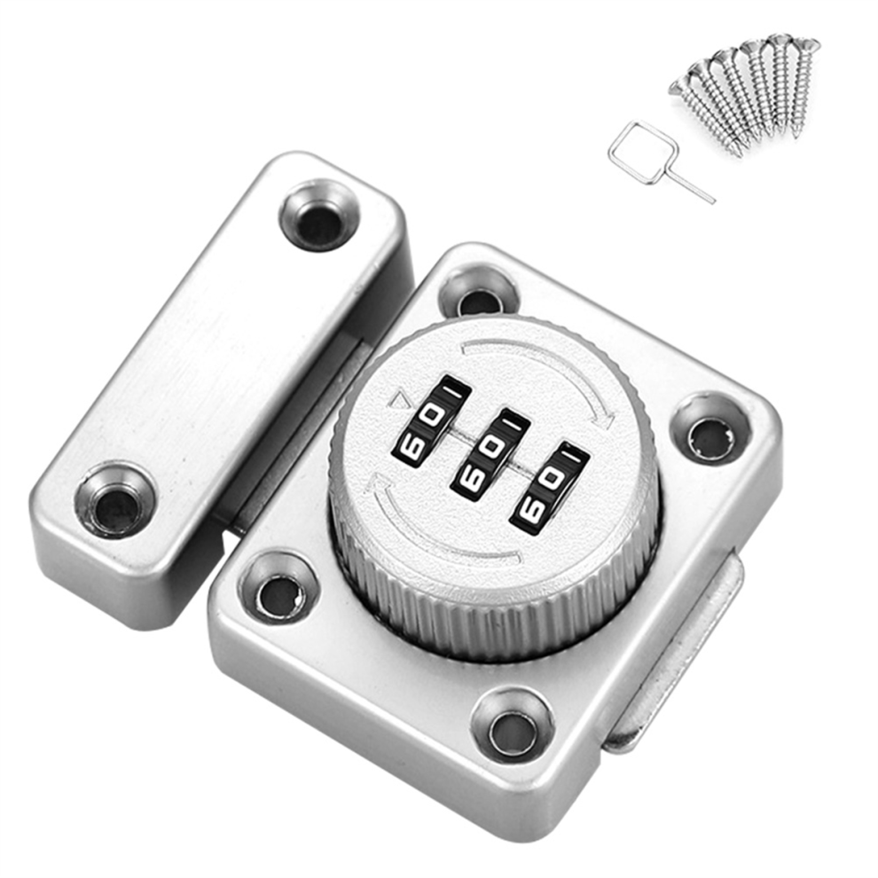 Cabinet Door Latch Keyless Combination Lock Mechanical 3-Digit Passcode For Kitchen Silver 4854148715311