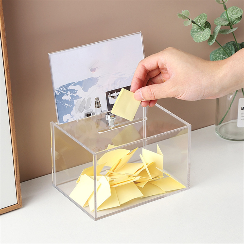 Boîte à Dons Transparente Verrouillable - 15 X 10 X 13 Cm - Avec Clé - Pour Bars, Restaurants, Événements