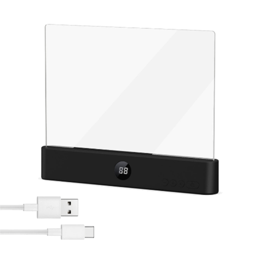 Book Light, Rechargeable Clear LED Flat Reading Light Black