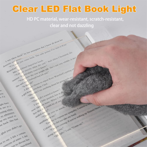 Book Light, Rechargeable Clear LED Flat Reading Light Black 2
