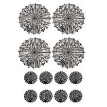 12 stuks 15 inch Halloween Spinnenweb Placemats 3,94 inch Bekermat Tafelmatten