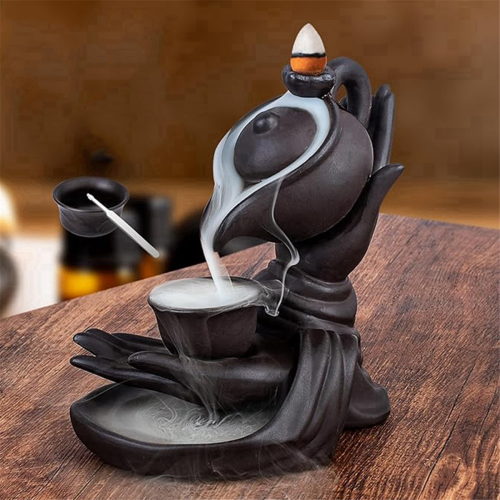 Burner Buddha Hand Backflow Incense Waterfall Smoke Holder 2