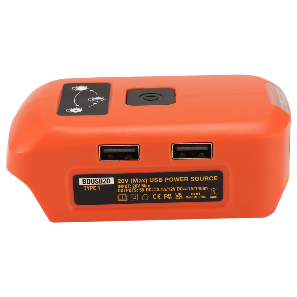 Battery Adapter For Black And 20V Lithium Usb Charger, Led Work Light With Dual Charger 12V Port 4854148735722