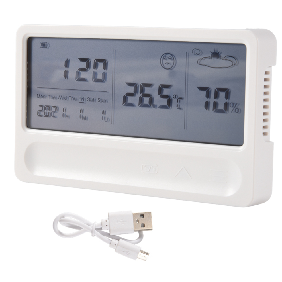 Digital Hygrometer Thermometer Indoor Weather Station With Clock 4854148749347