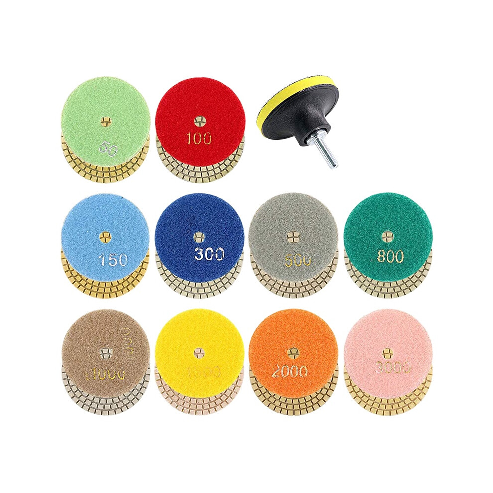 11Pcs 3Inch Wet Diamond Polishing Pads 50 To 3000 Grit For 4854148749736