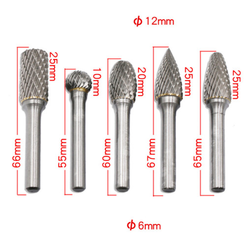 Carbide Rotary Burr Set 12MM Head with Shank Double Cut File 2