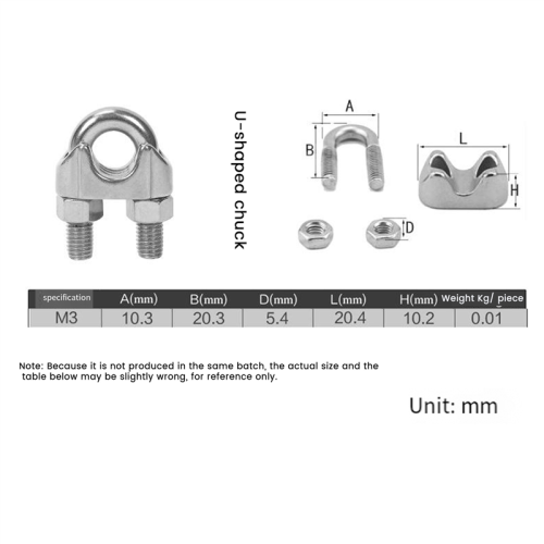 Lot de 20 serre-câbles en acier inoxydable (M3 (3 mm