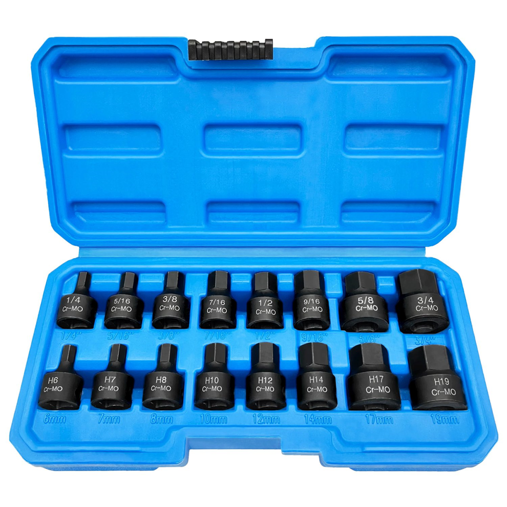 3/8 Inch Drive Low Profile Impact Hex Driver Set 16 Pcs SAE/Metric-image-OPC-PJ5KBDF-NEW