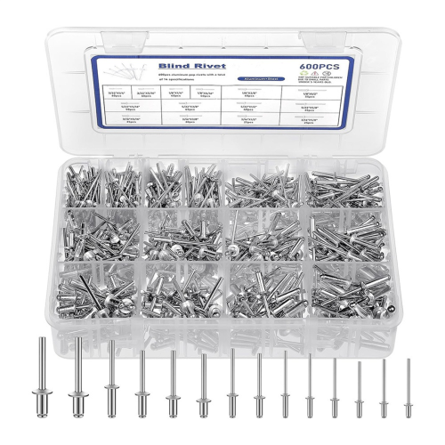 600 Pcs 14 Size Rivets Assortment Kit, Assorted Blind