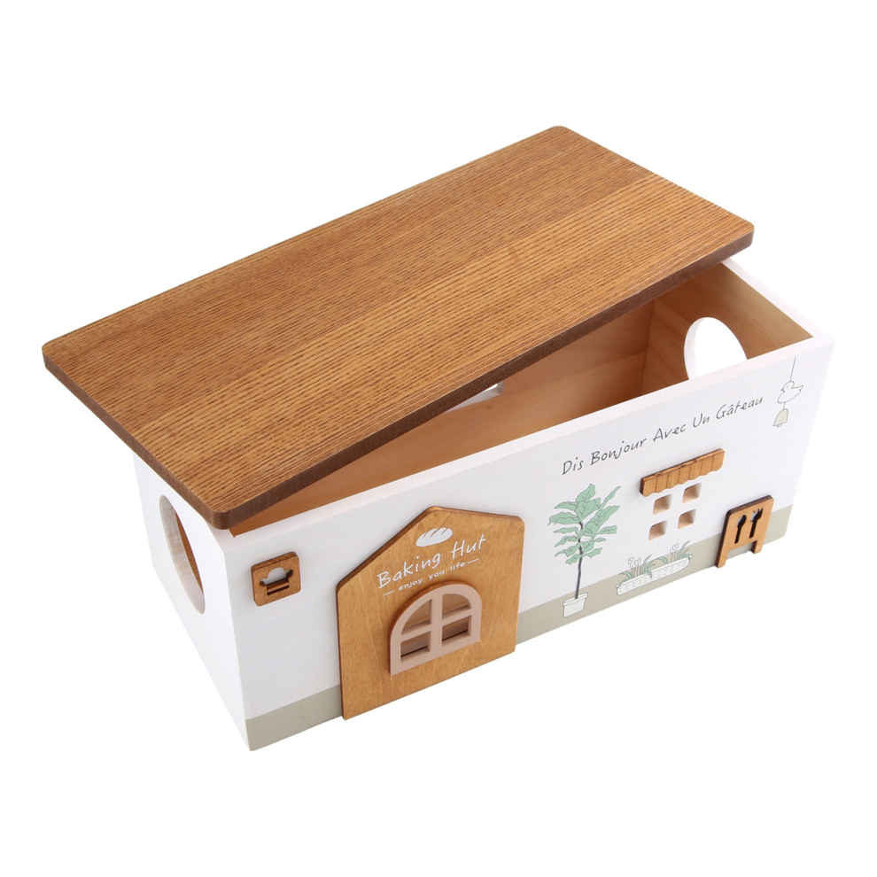 Cable Management Box, Wood Extension Cord Organizer 4852847320225