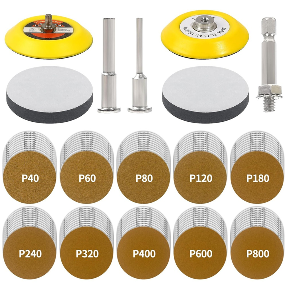 3 In Gold Sanding Discs, Hook And Loop Sandpaper Sander,Polishing Kit 4852847320904