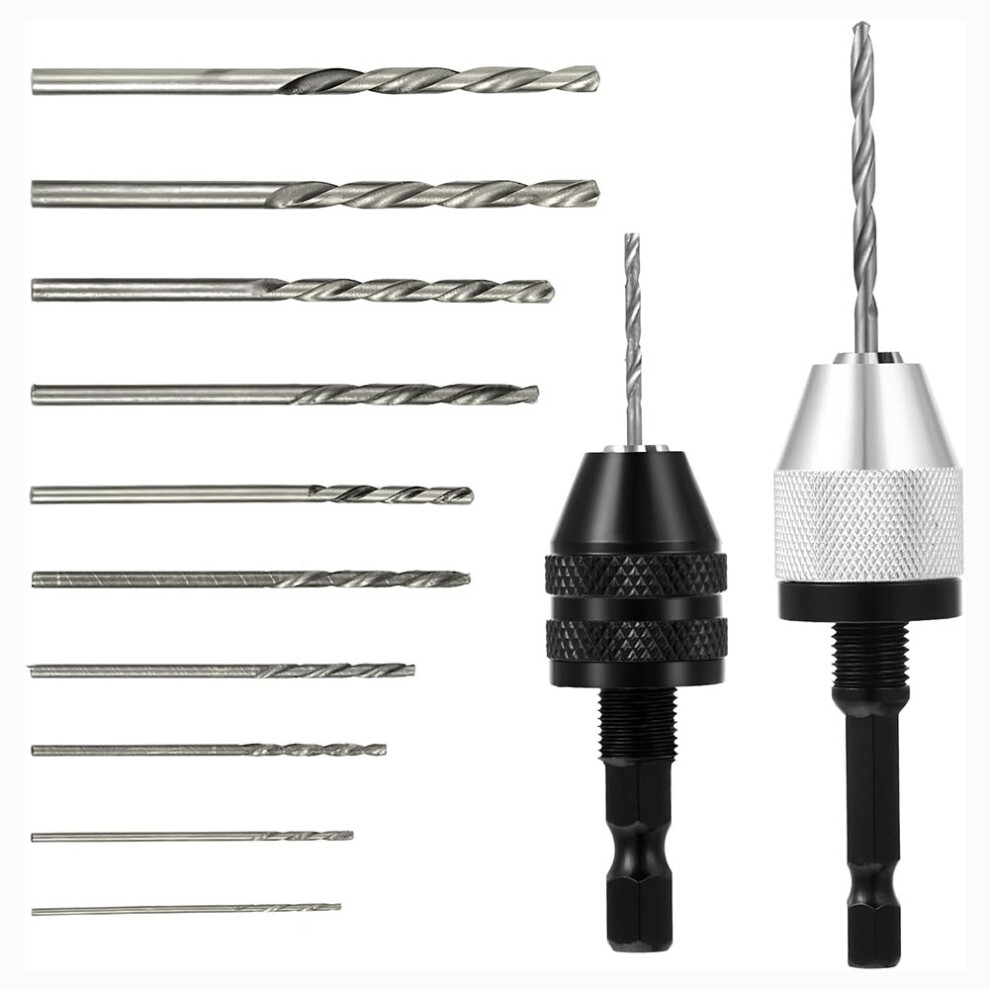 Keyless Drill Chuck Bit, 2Pcs Adapter With 10Pcs Drills 4852847323257