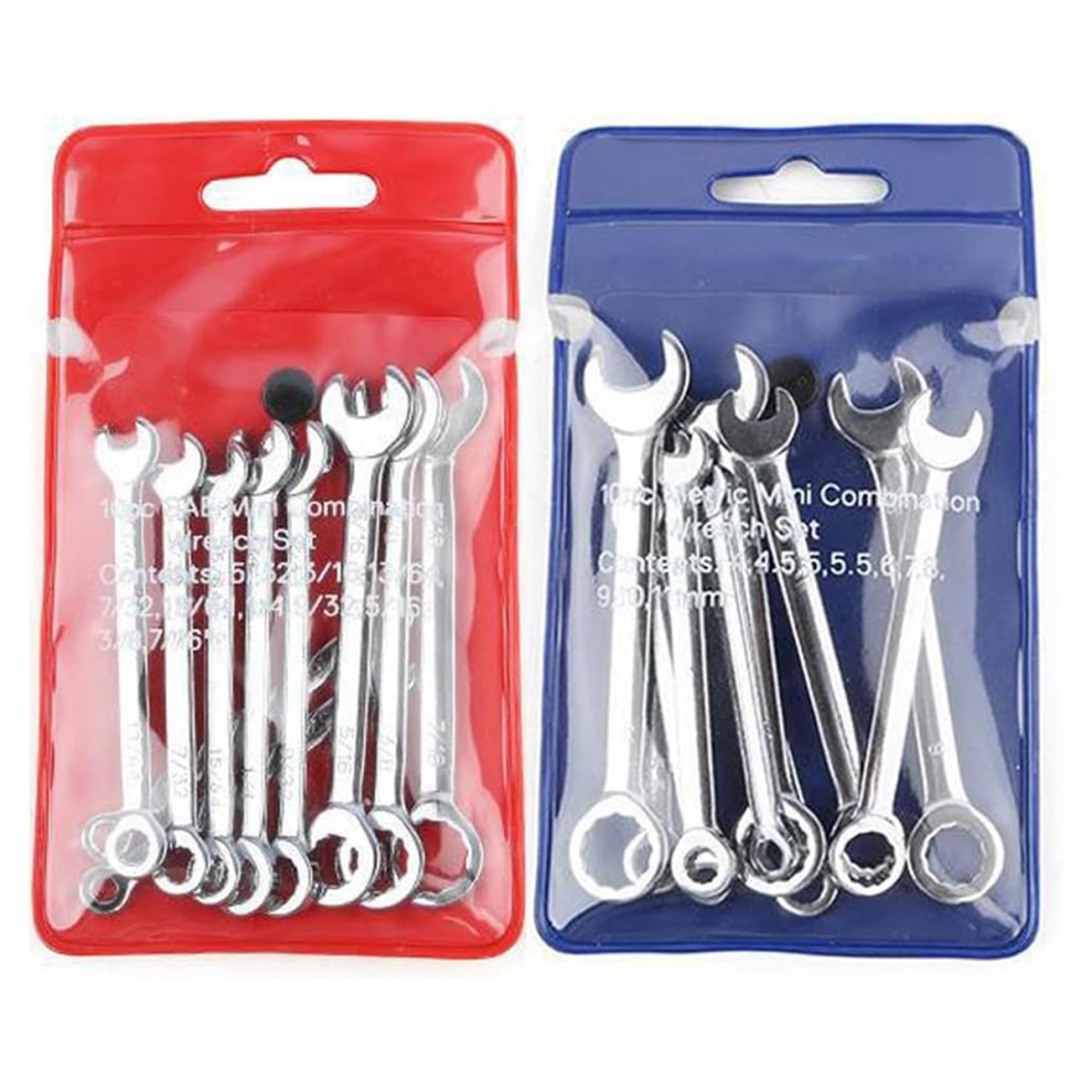 20 Pcs Open End Wrench Set, Mini Metric Sae Combination Set 4852847327903